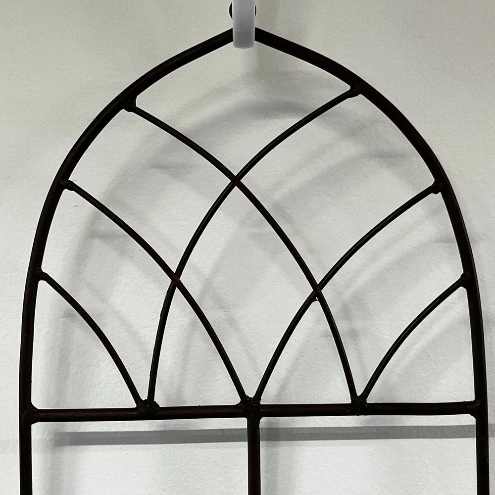 Arched Gothic Metal Wall Sconce Glass Hurricane Bowl Dark Brown Cathedral Decor